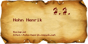 Hohn Henrik névjegykártya